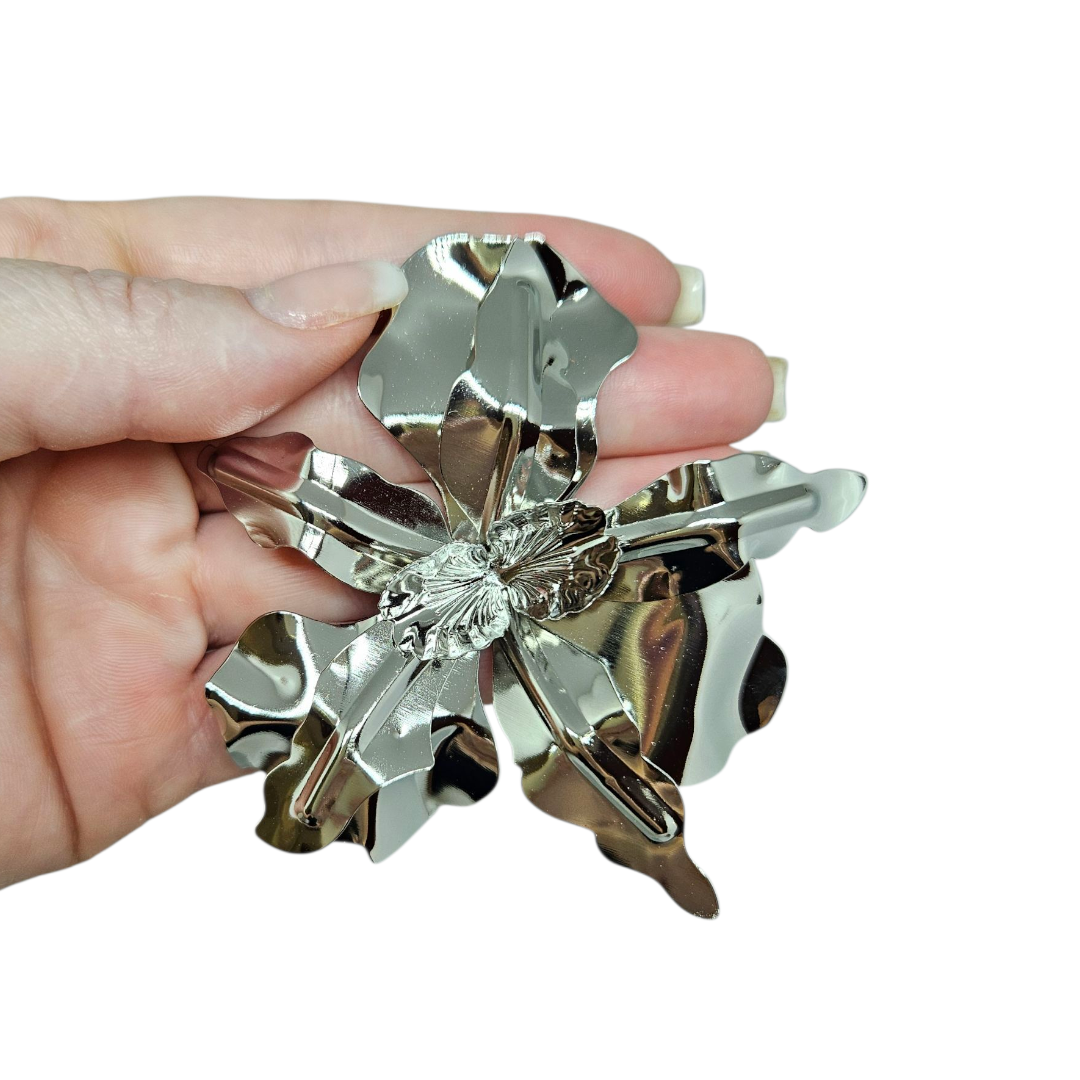 Brinco Maxi Orquídea Prata