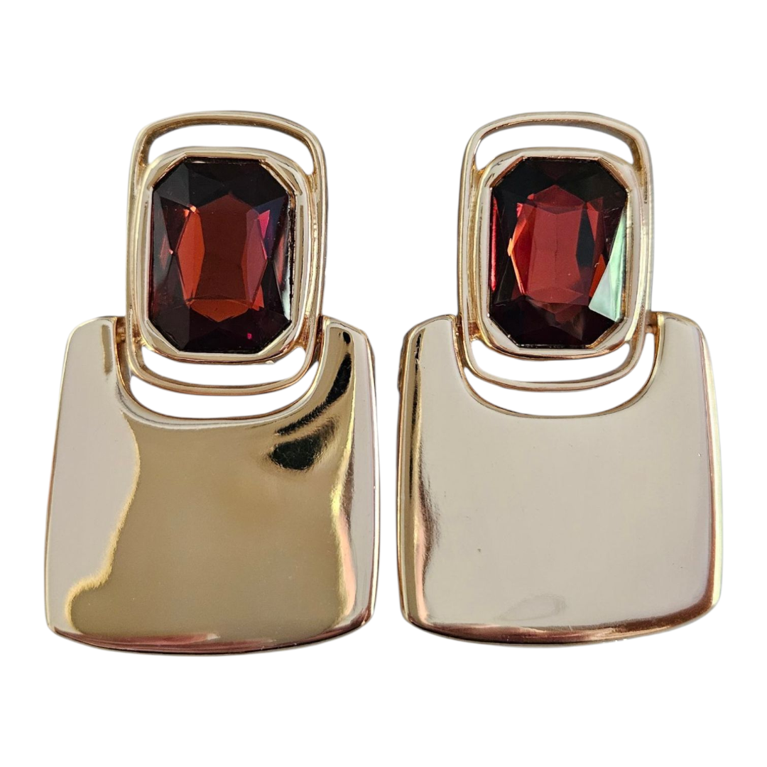 Brinco Geométrico Cristal Âmbar