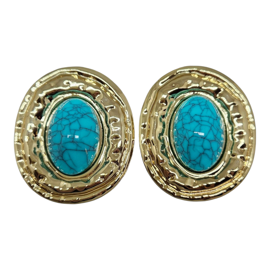 Brinco Oval Turquesa