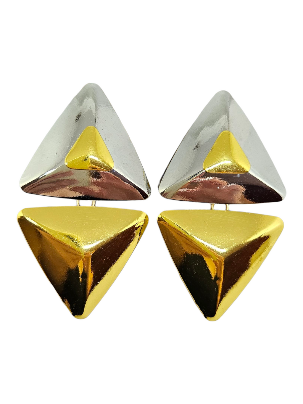 Brinco Triângulo Mix de Banhos - Base Prata