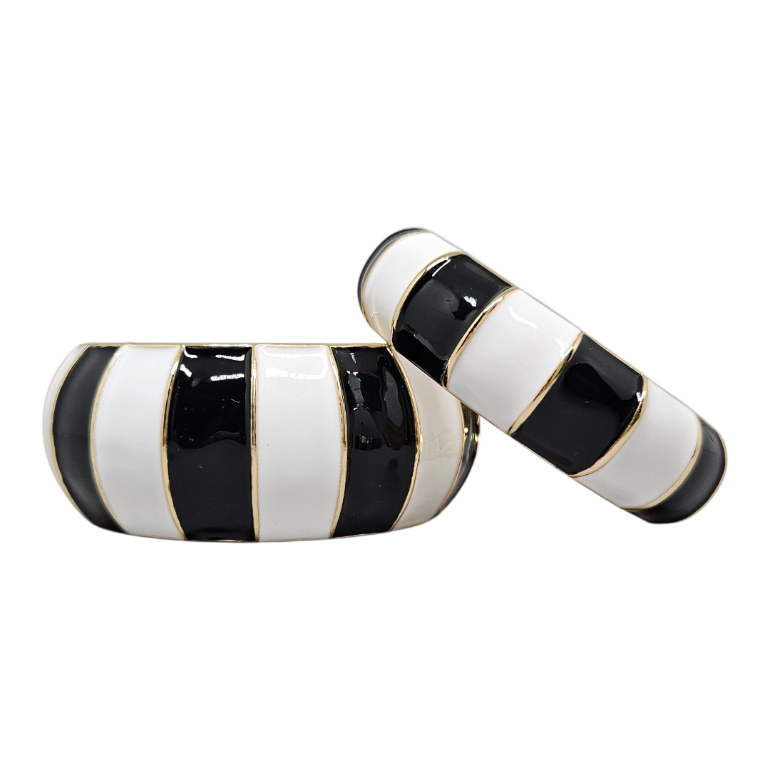 Bracelete Esmaltado Preto e Branco