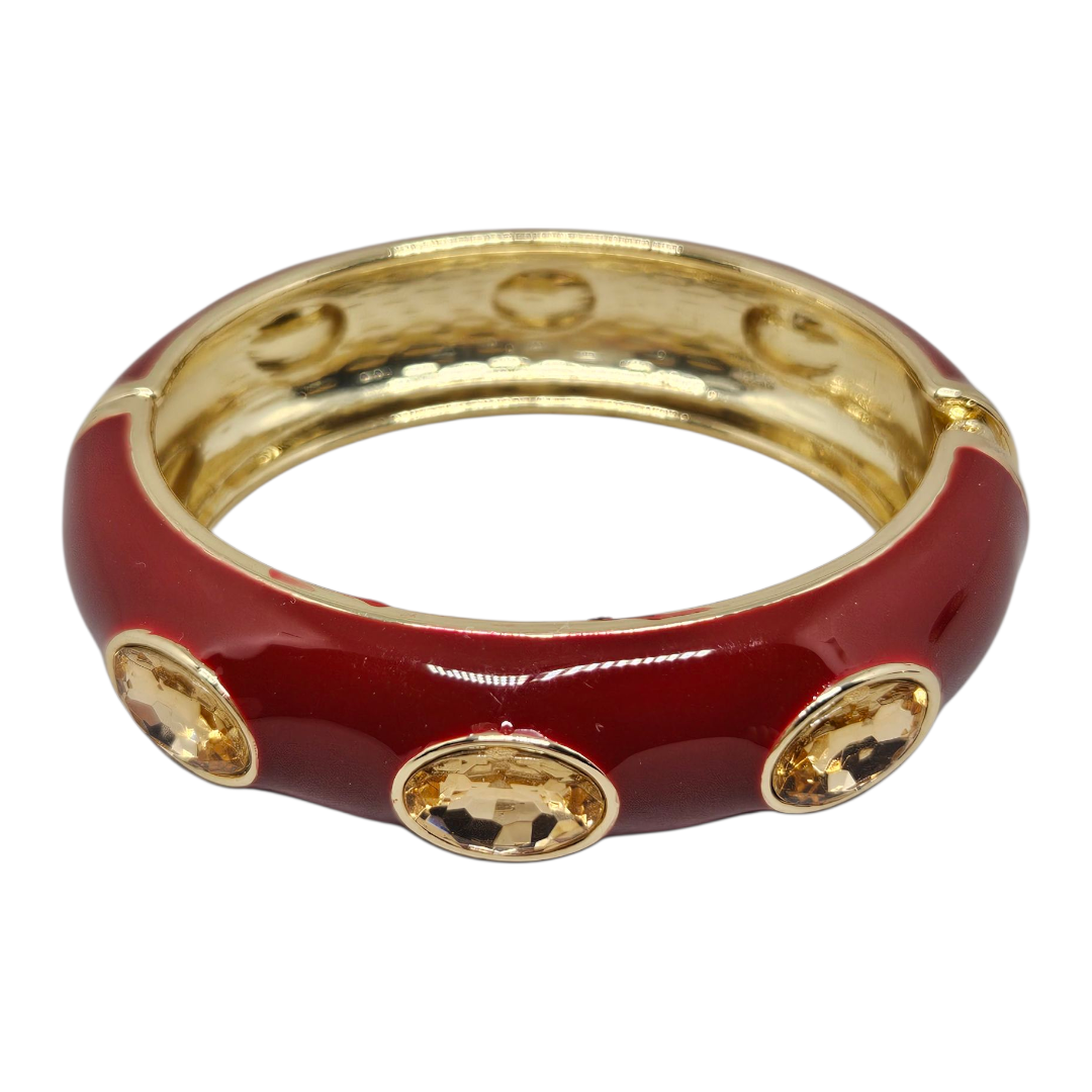 Bracelete Bordô com Cristais Champanhe