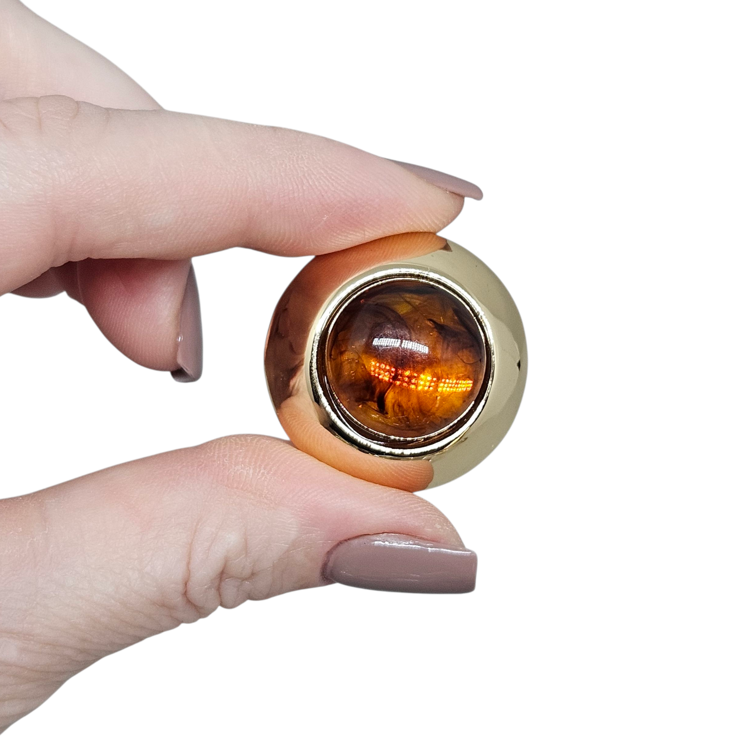 Brinco Botão Âmbar