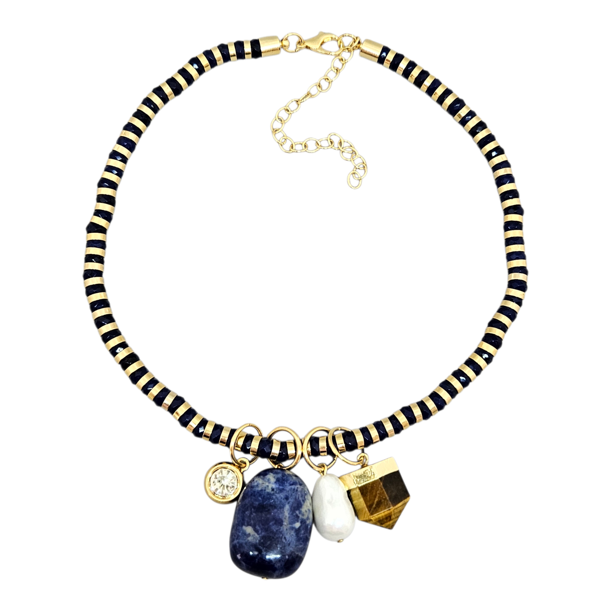 Colar Jade Azul com Pingentes