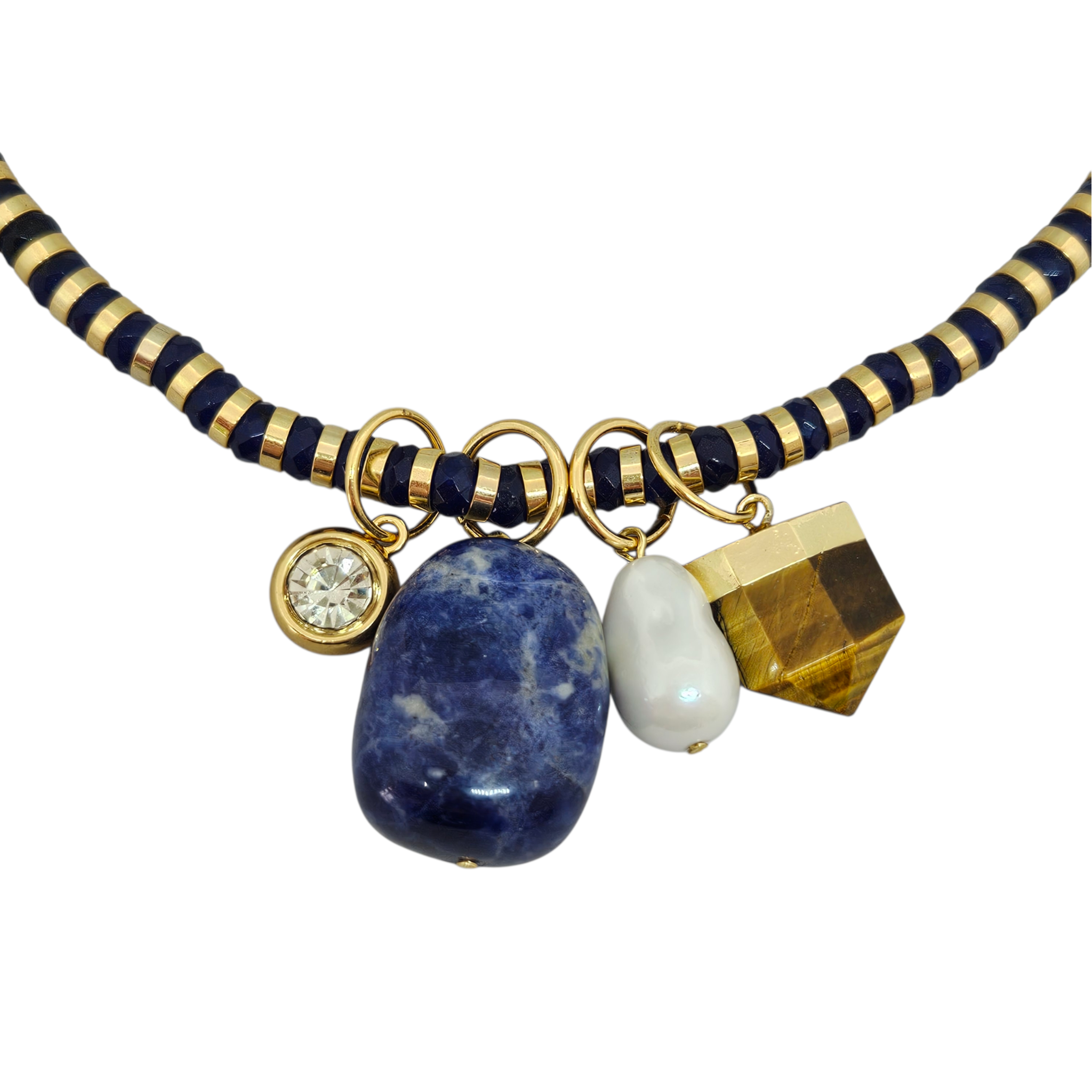 Colar Jade Azul com Pingentes