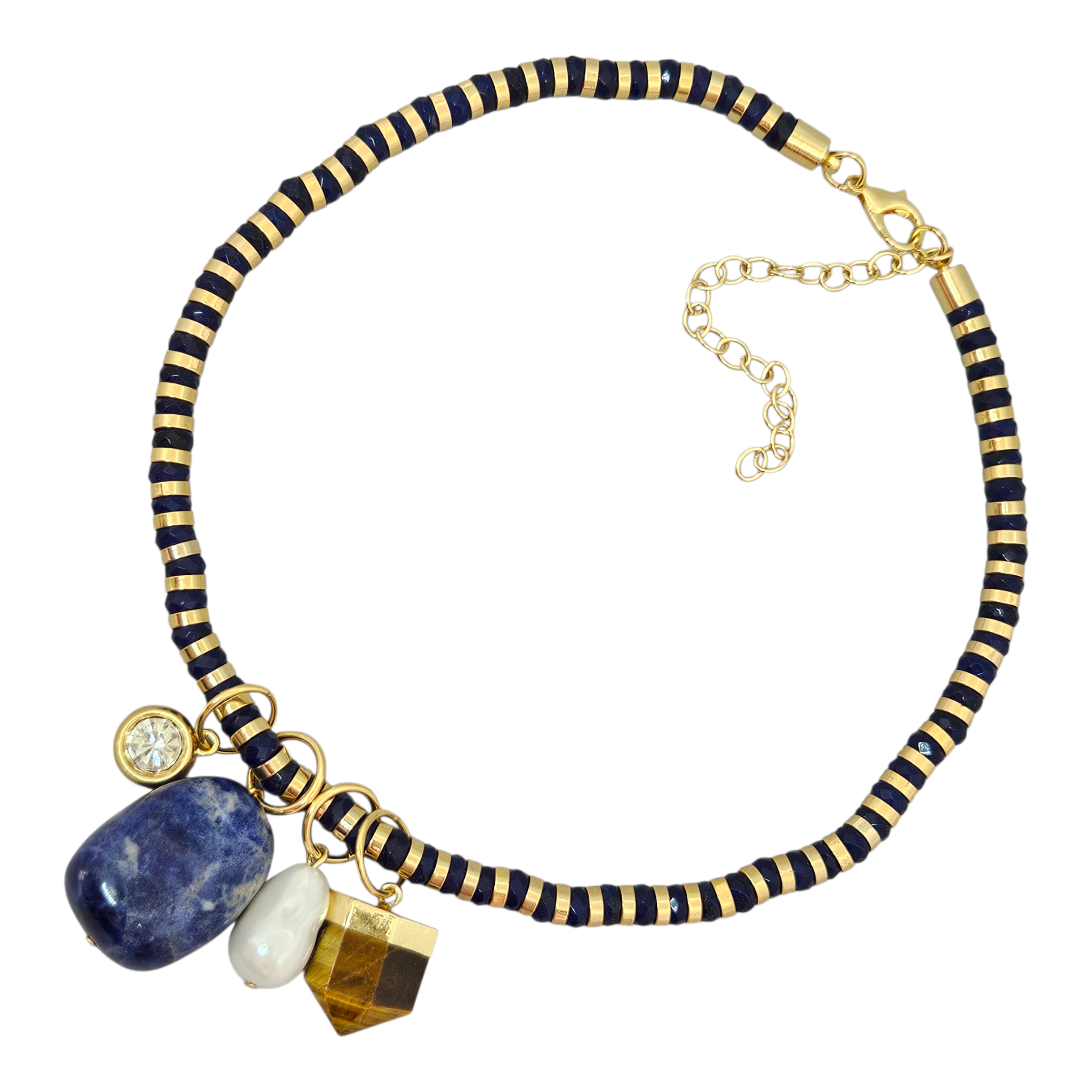 Colar Jade Azul com Pingentes