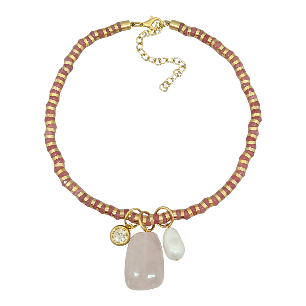 Colar Jade Salmão com Pingentes