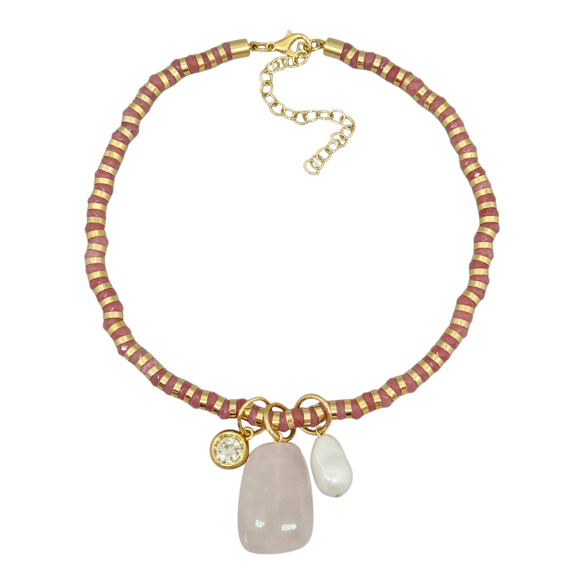 Colar Jade Salmão com Pingentes