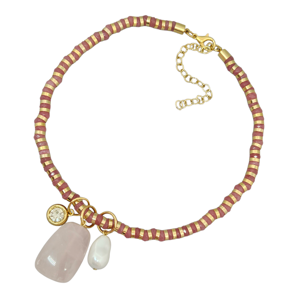 Colar Jade Salmão com Pingentes