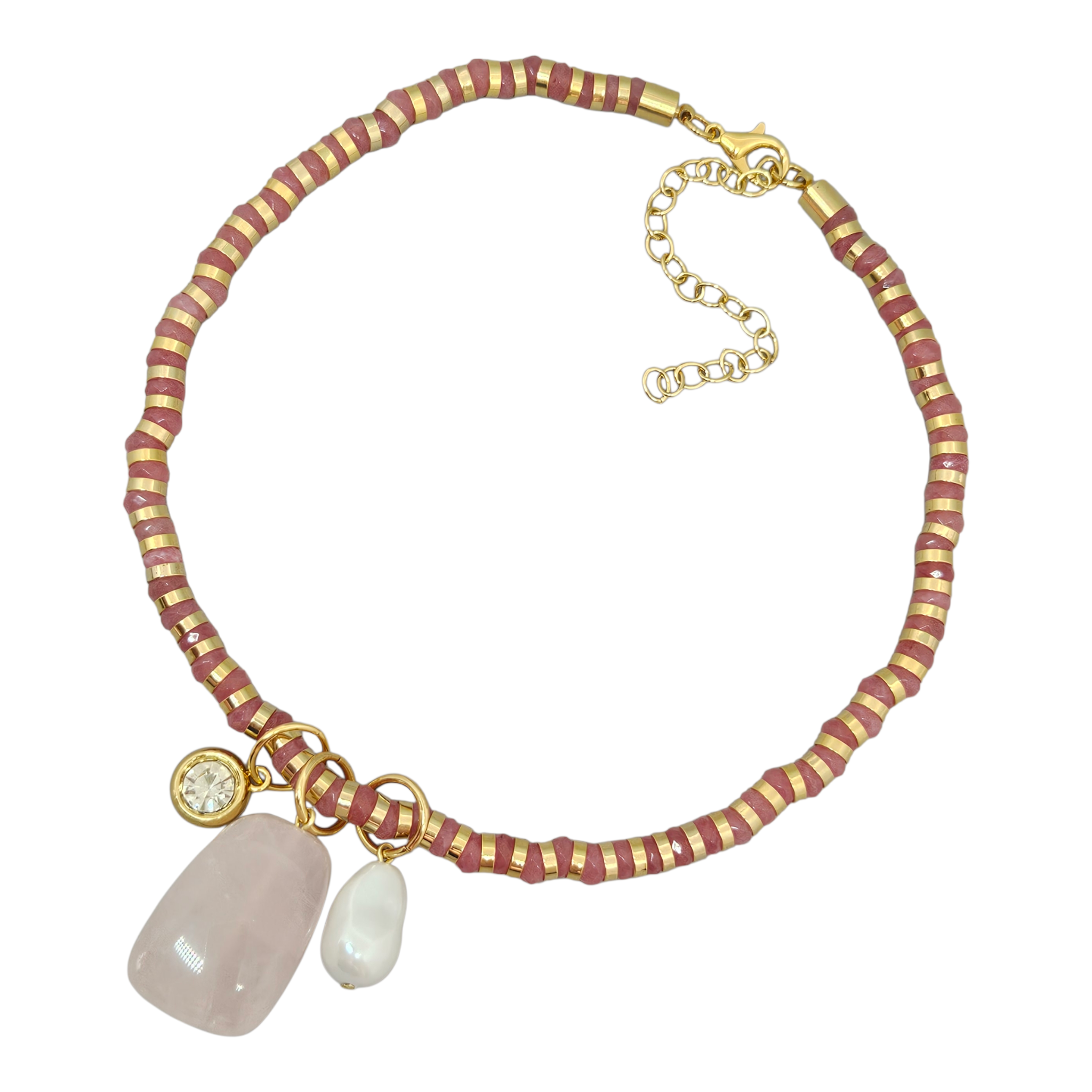 Colar Jade Salmão com Pingentes