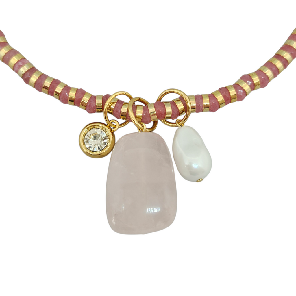 Colar Jade Salmão com Pingentes