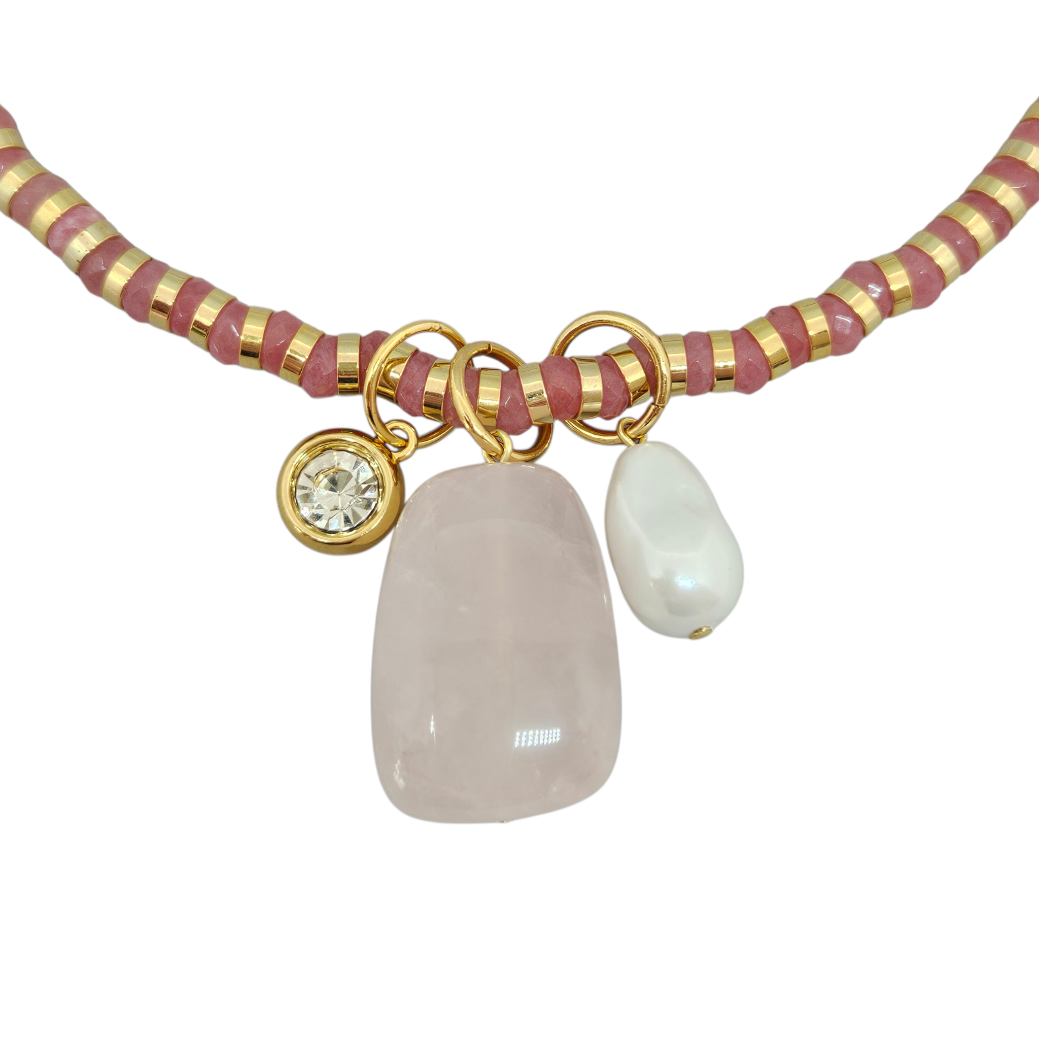 Colar Jade Salmão com Pingentes