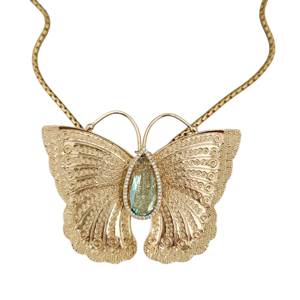 Colar Borboleta Cristal Azul