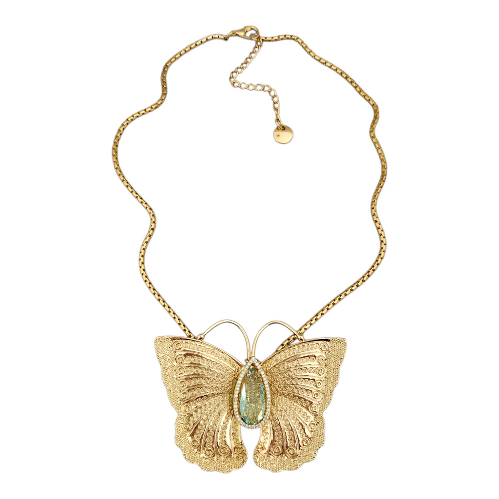 Colar Borboleta Cristal Azul