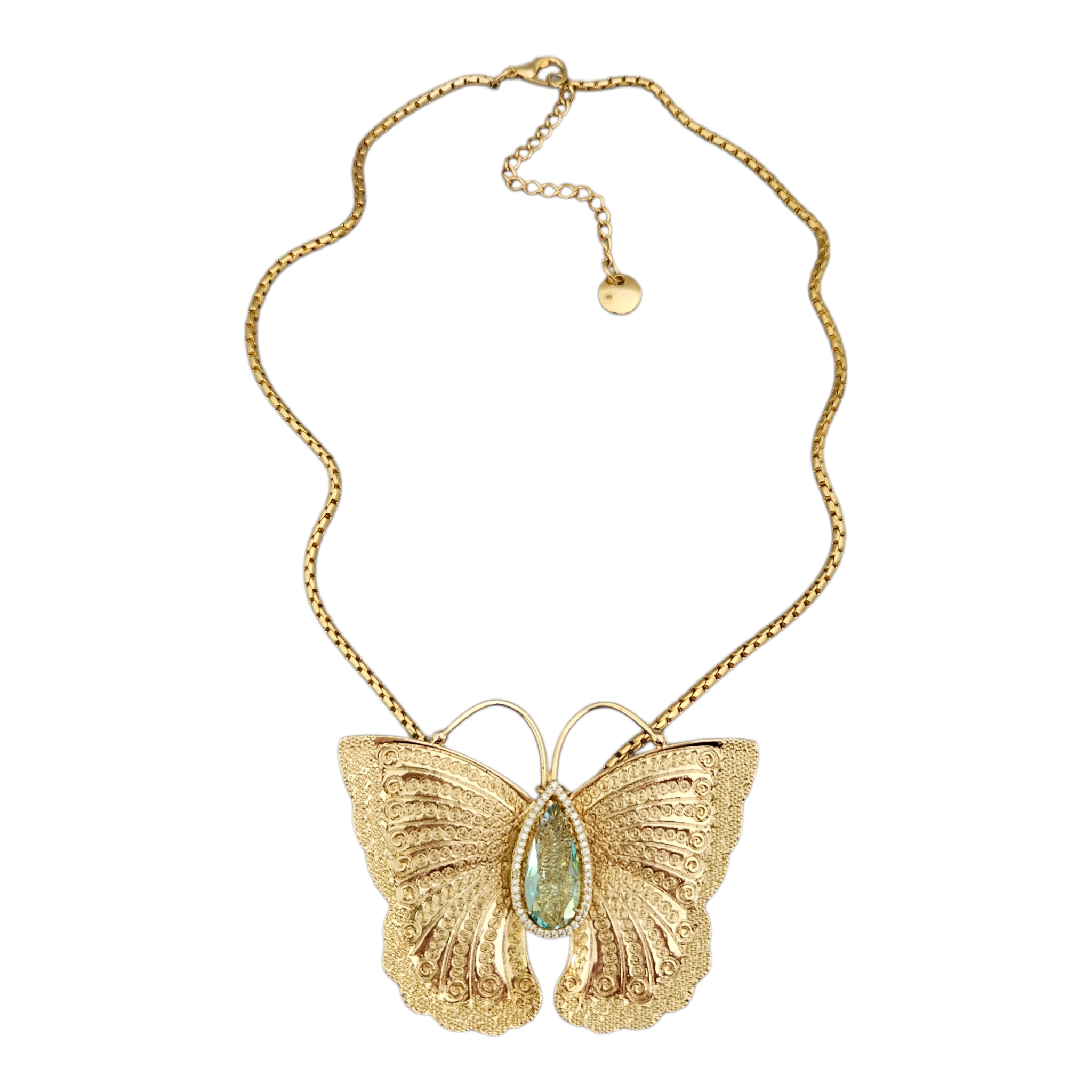 Colar Borboleta Cristal Azul