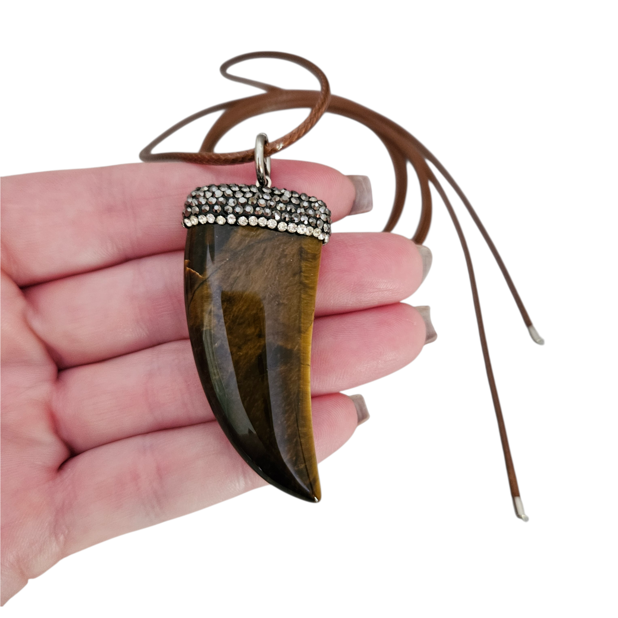 Colar Fio Camel Dente Olho de Tigre