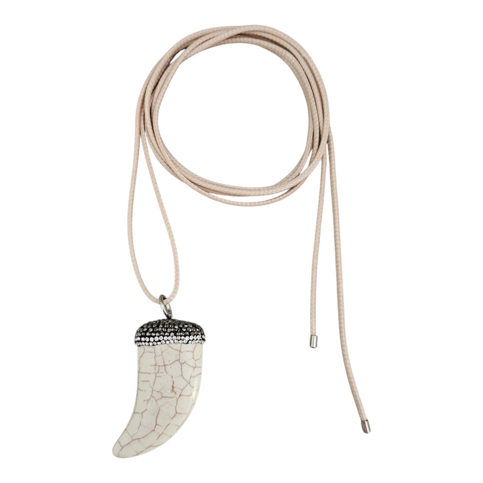 Colar Fio Bege Pingente Howlita