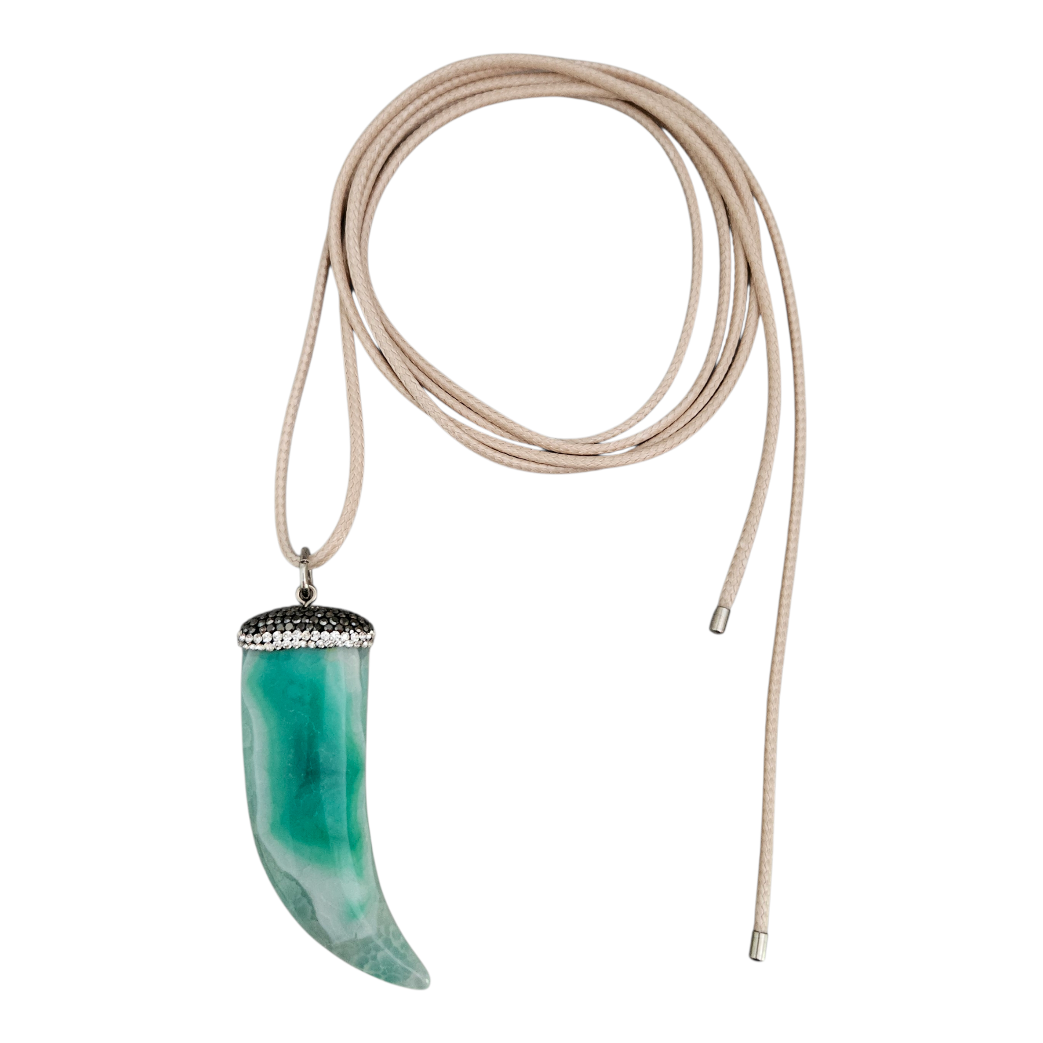 Colar Fio Bege Dente Pedra