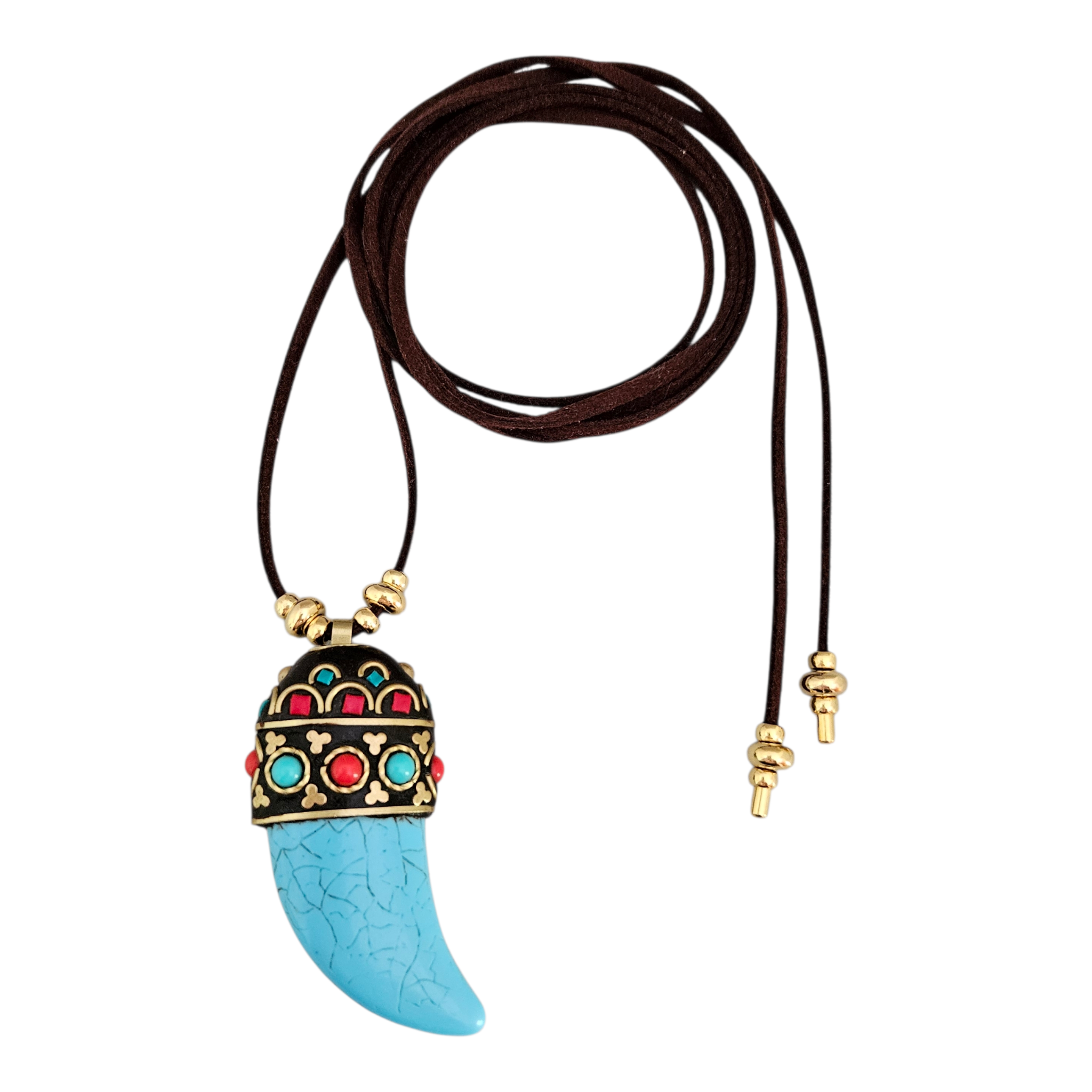 Colar Courinho Marrom Dente Marroquino