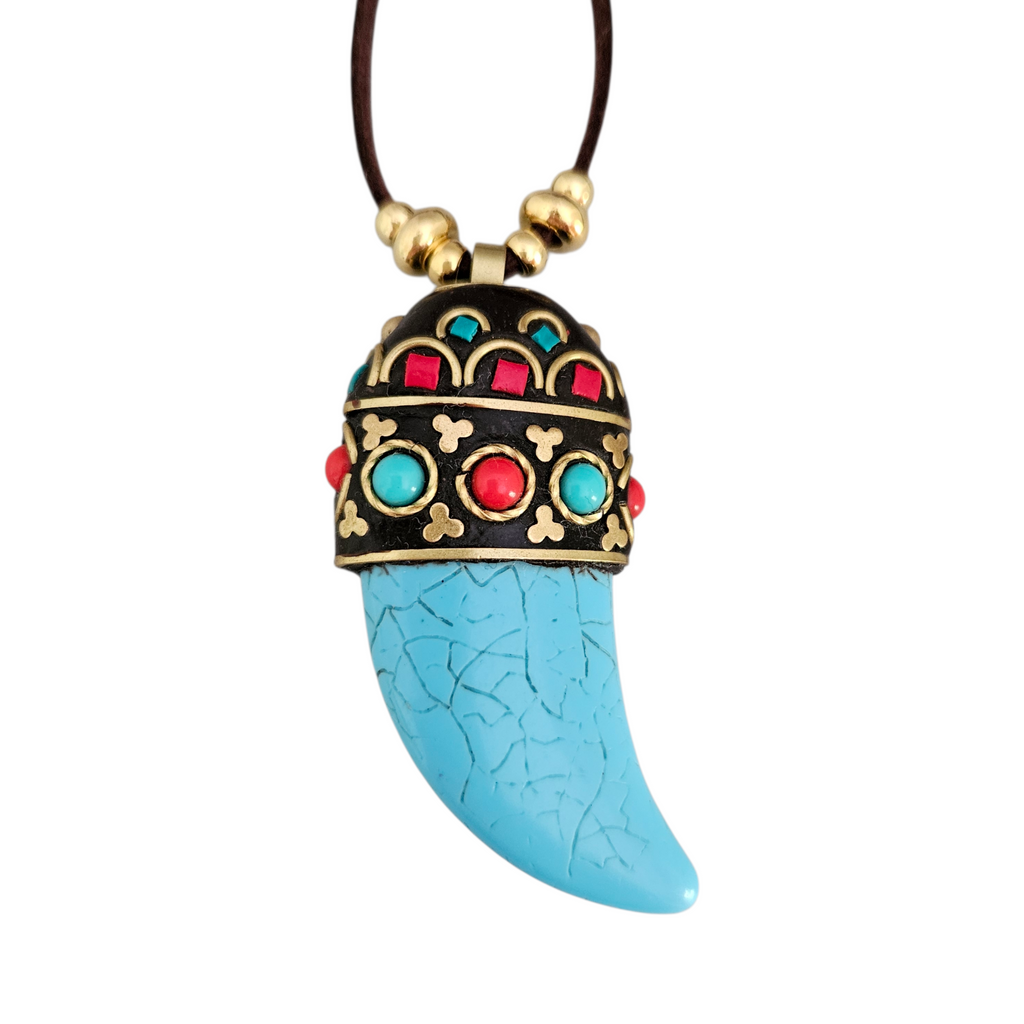 Colar Courinho Marrom Dente Marroquino