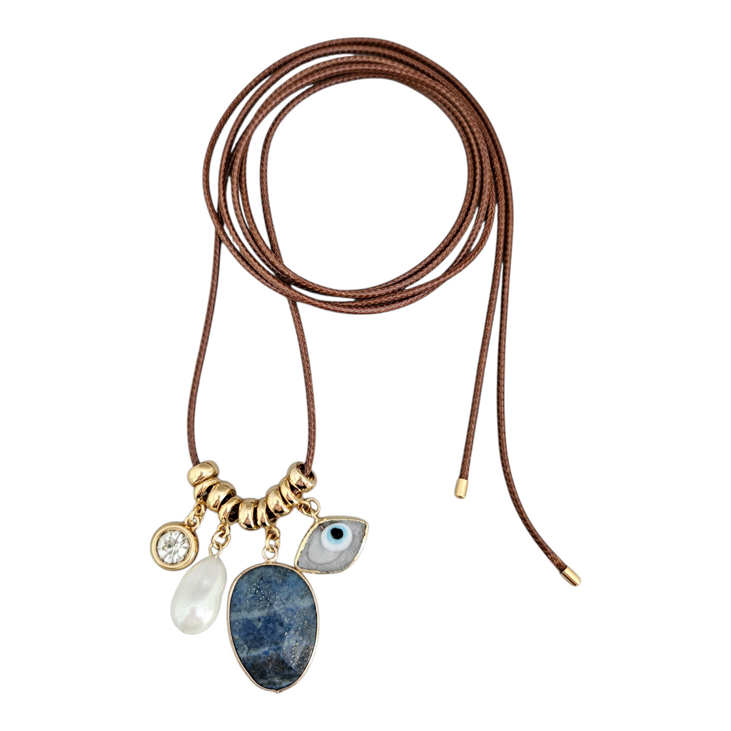 Colar Fio Camel Pingentes Sodalita