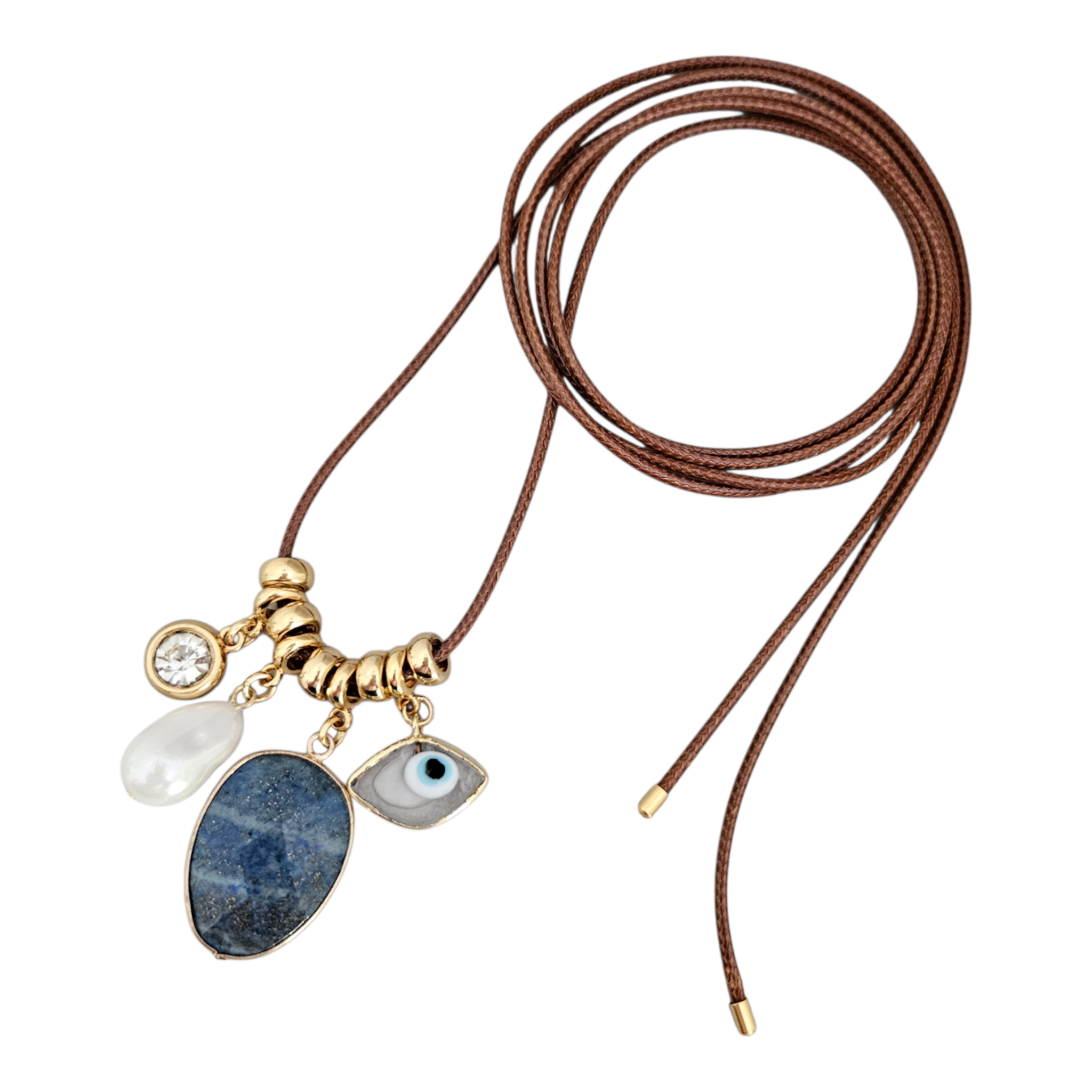 Colar Fio Camel Pingentes Sodalita