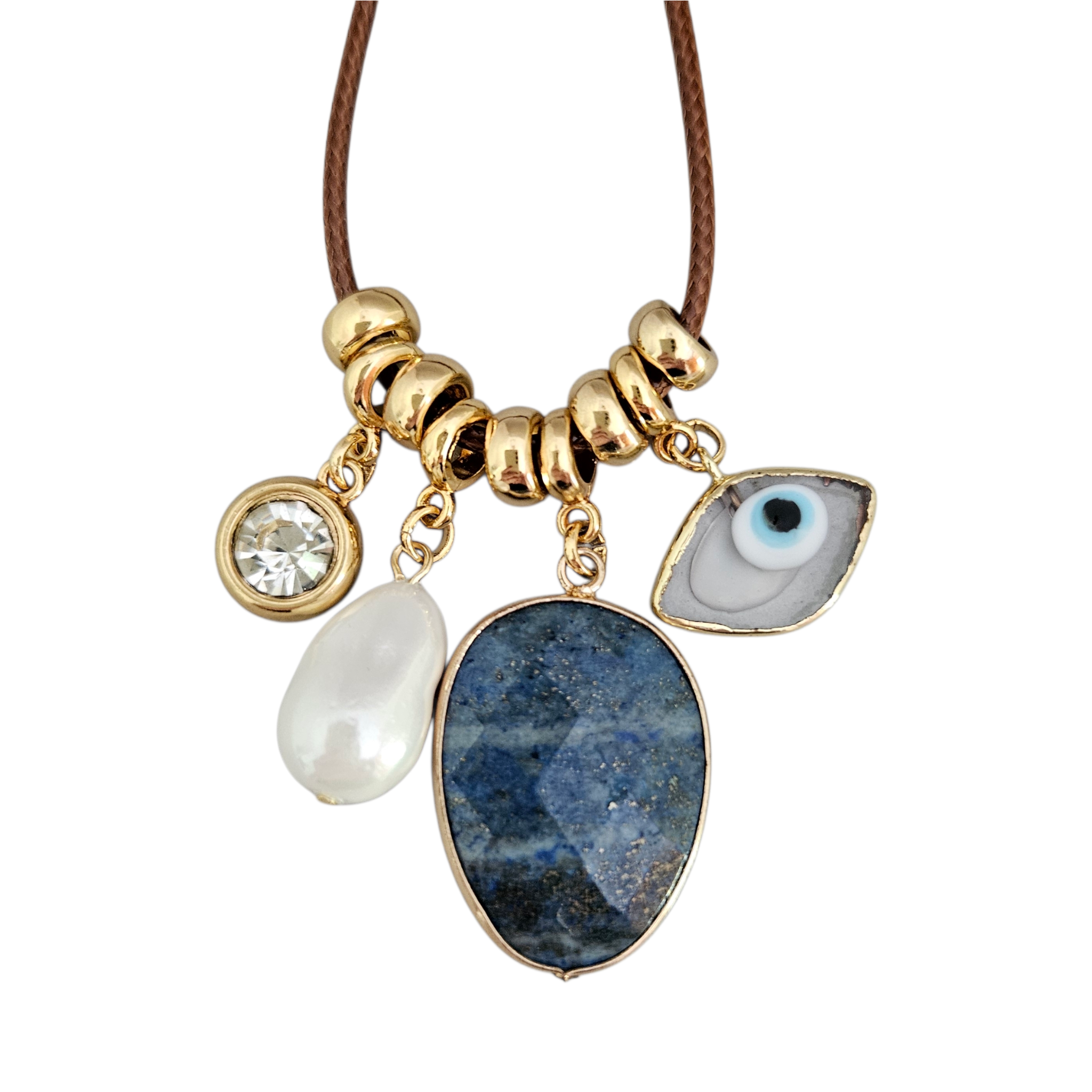 Colar Fio Camel Pingentes Sodalita