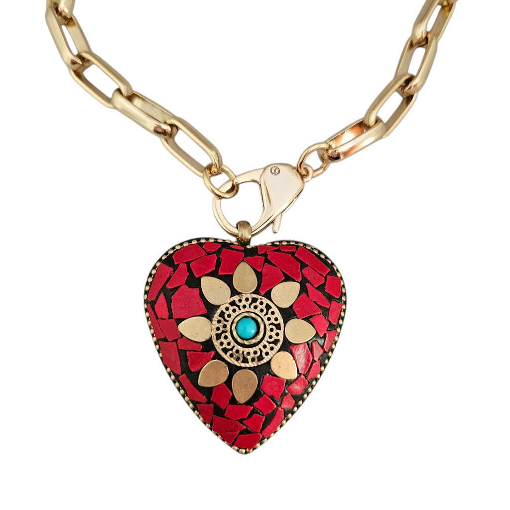 Colar Coração Marroquino Vermelho