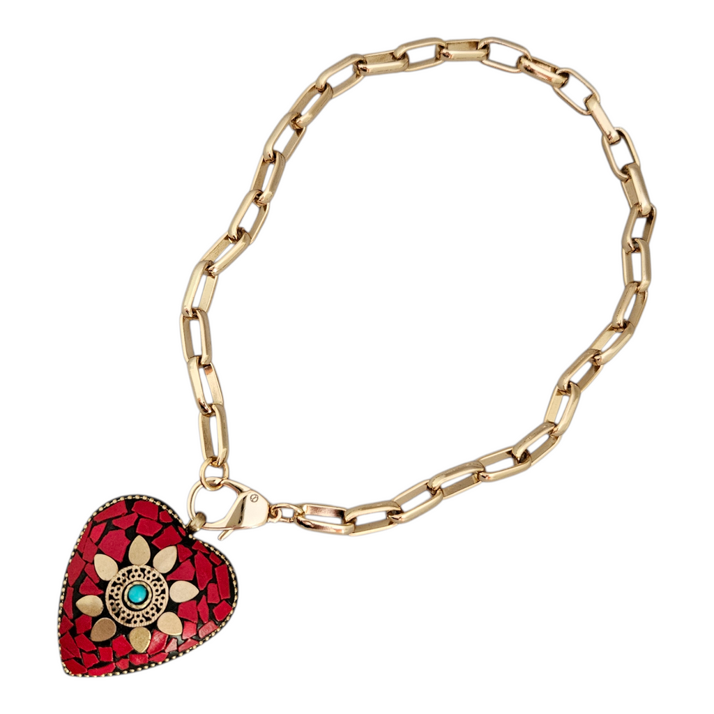 Colar Coração Marroquino Vermelho