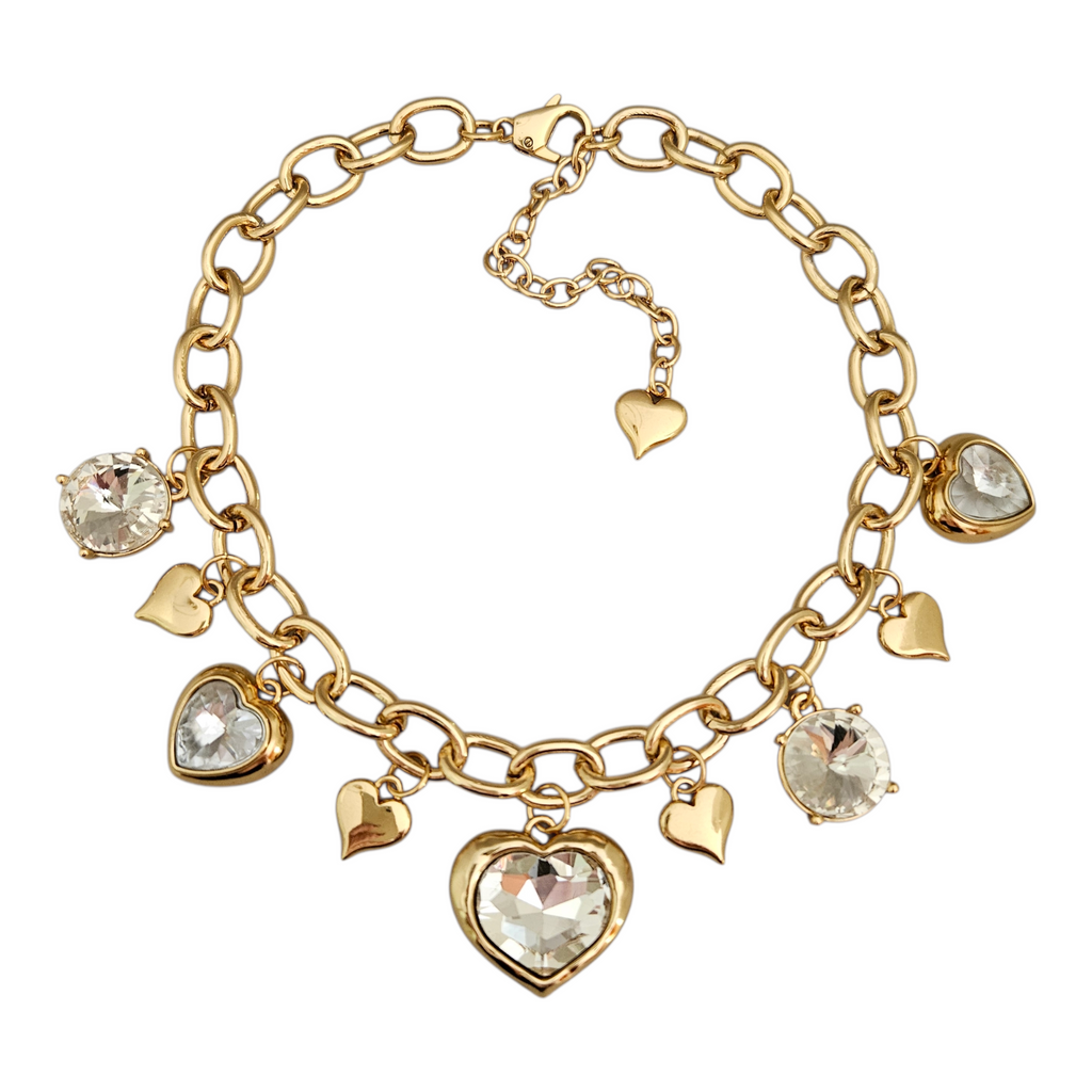 Colar Corações e Cristais