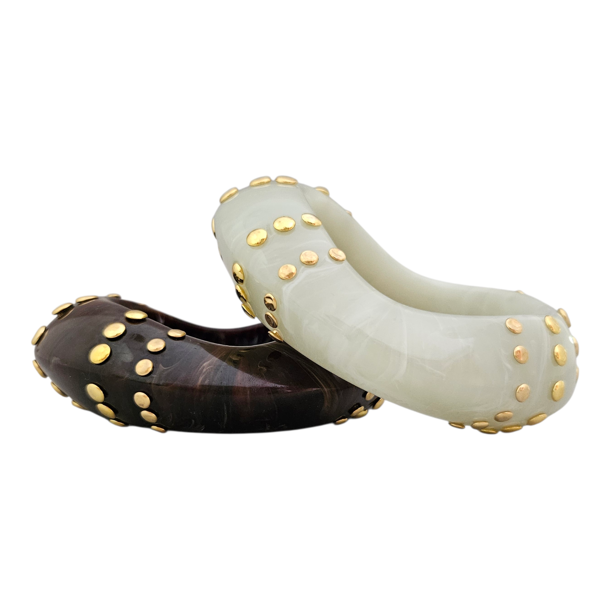 Bracelete Ondulado Tachas Douradas