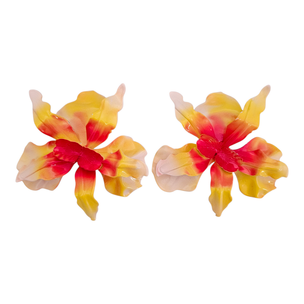 Brinco Orquídea Matizada Amarela