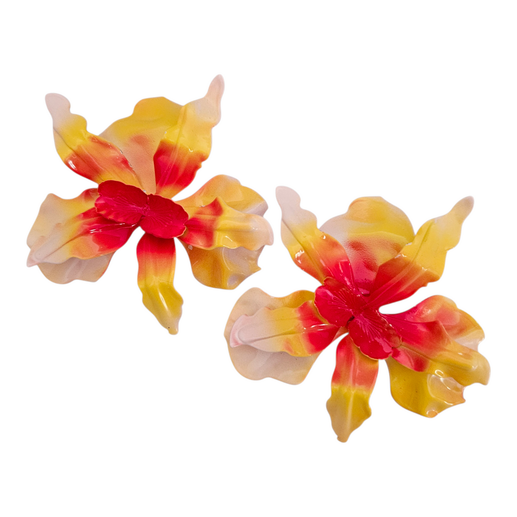 Brinco Orquídea Matizada Amarela