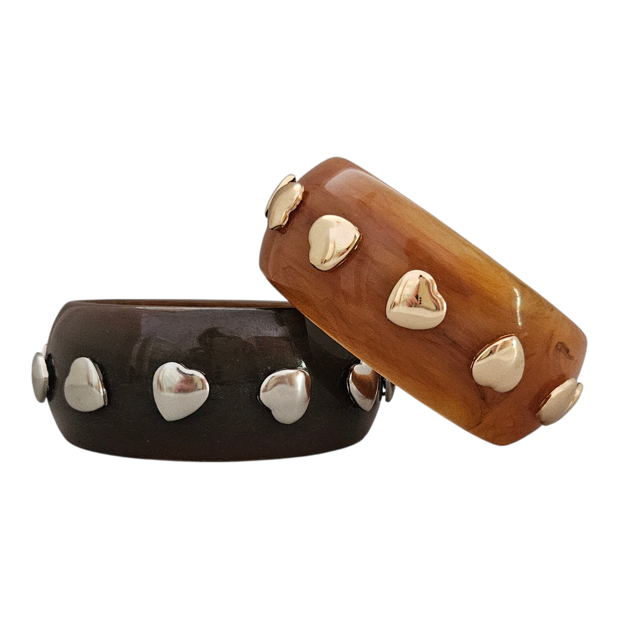 Bracelete Resina Tachas Coração