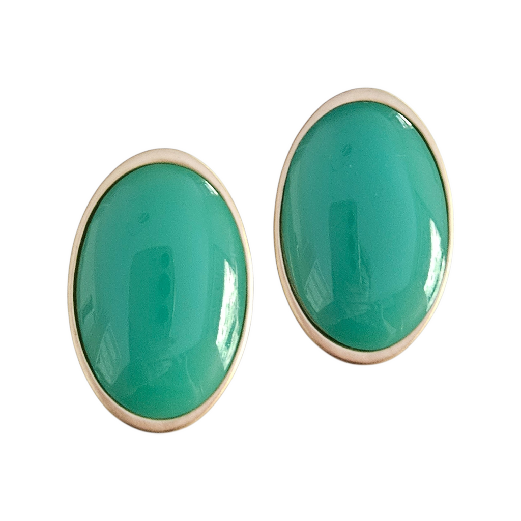 Brinco Oval Resina Verde