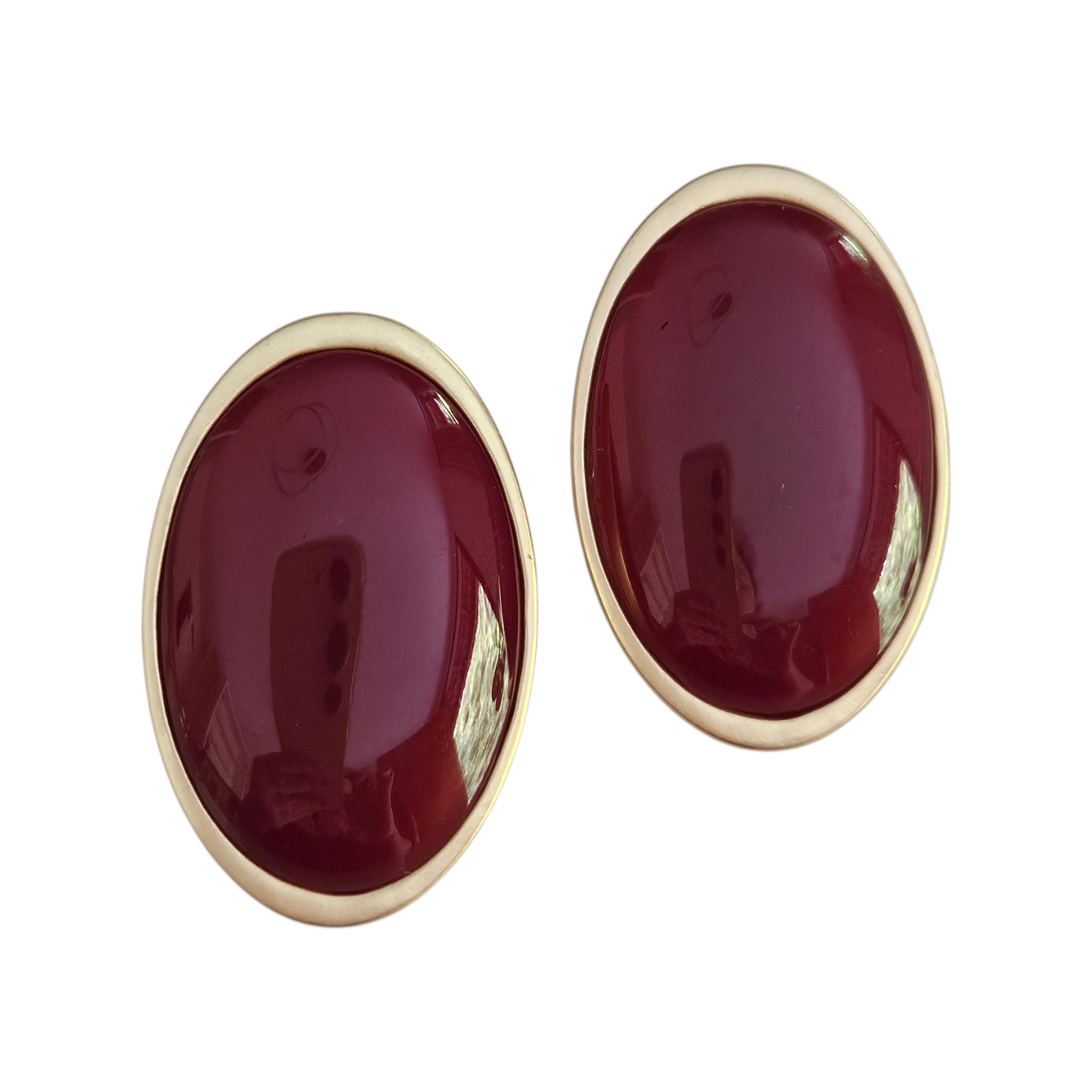 Brinco Oval Resina Bordô