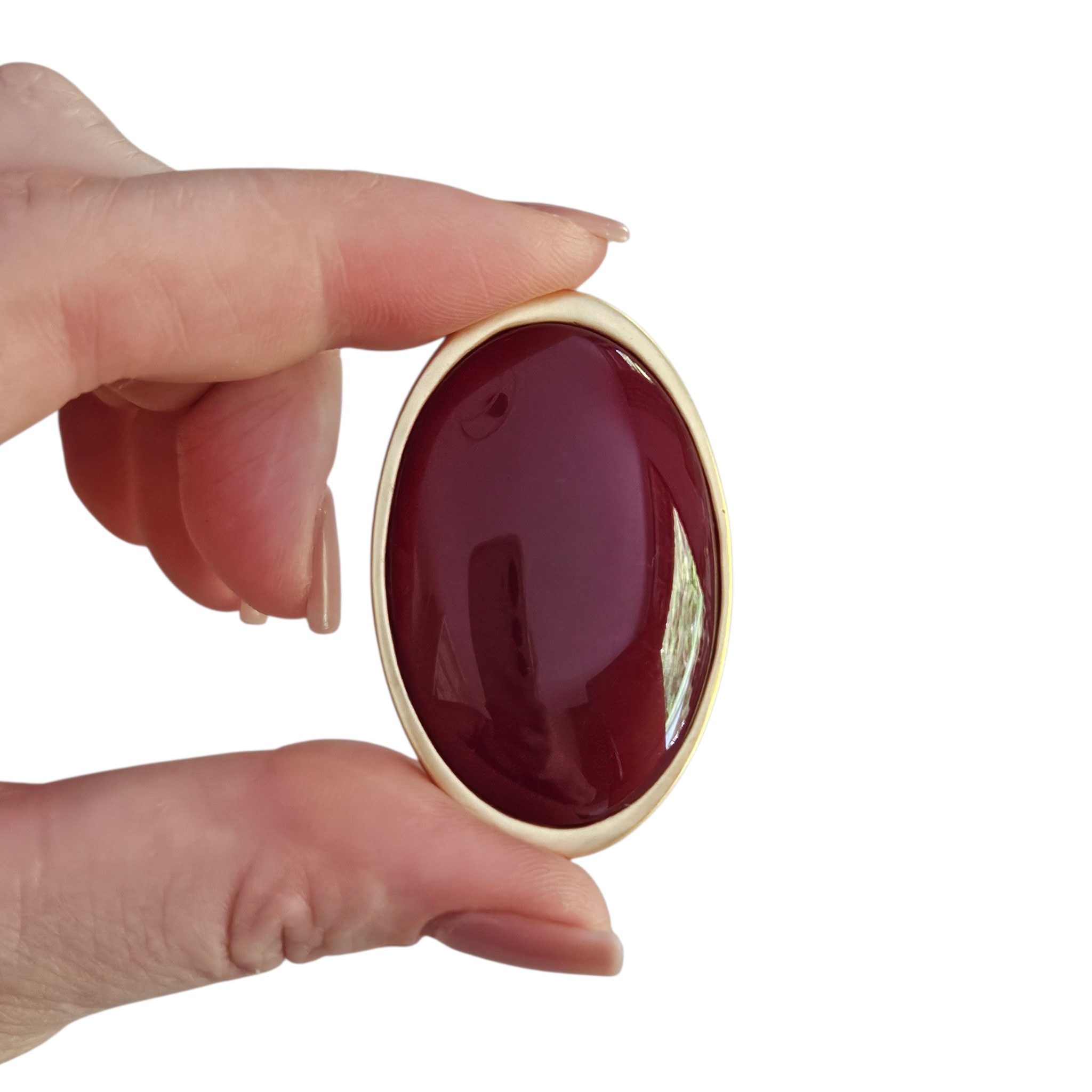 Brinco Oval Resina Bordô