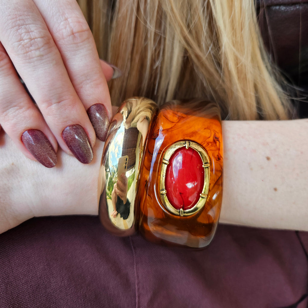 Bracelete Resina Marrom Taratruga