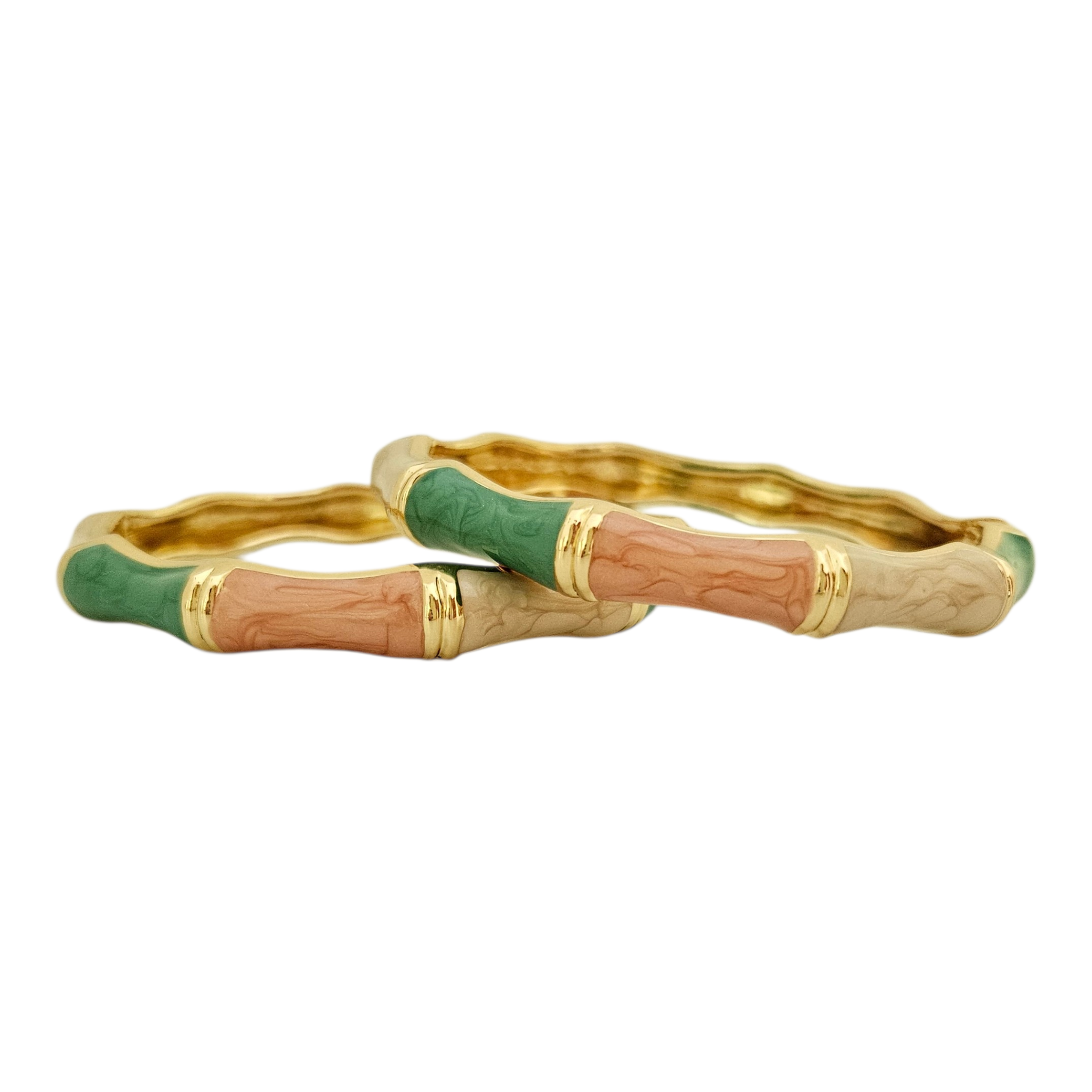 Bracelete Bambuzinho Verde, Laranja e Bege