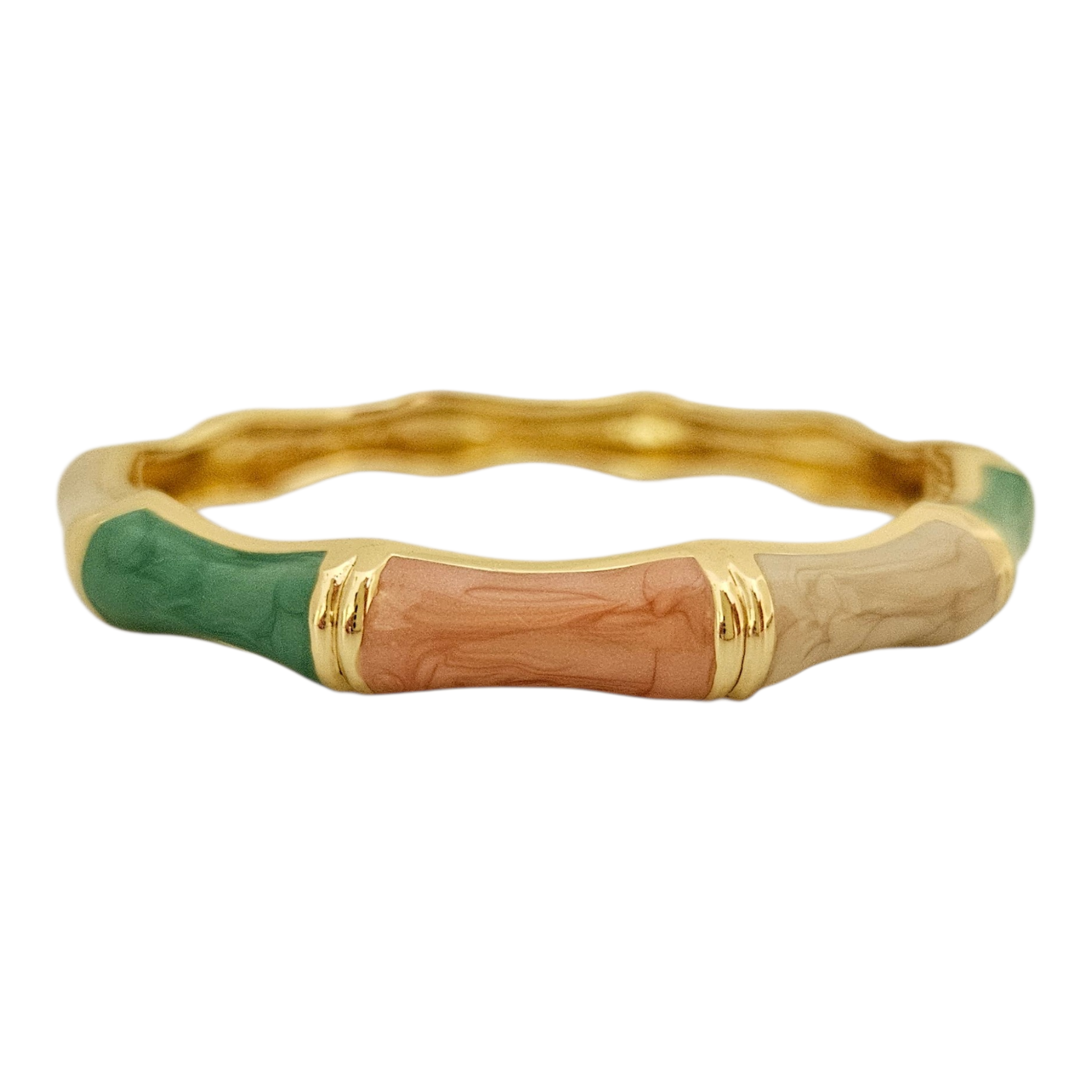 Bracelete Bambuzinho Verde, Laranja e Bege