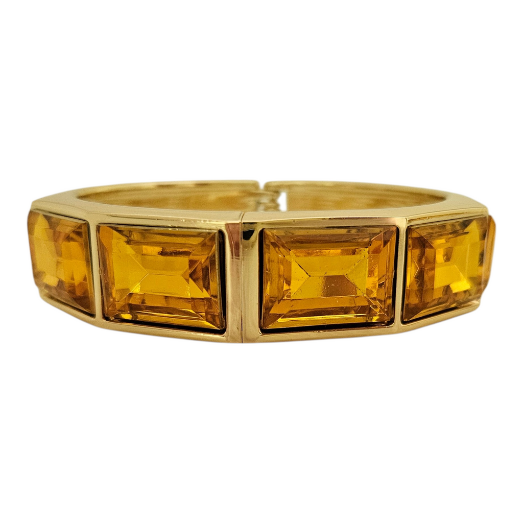 Bracelete Dourado Cristal Amarelo