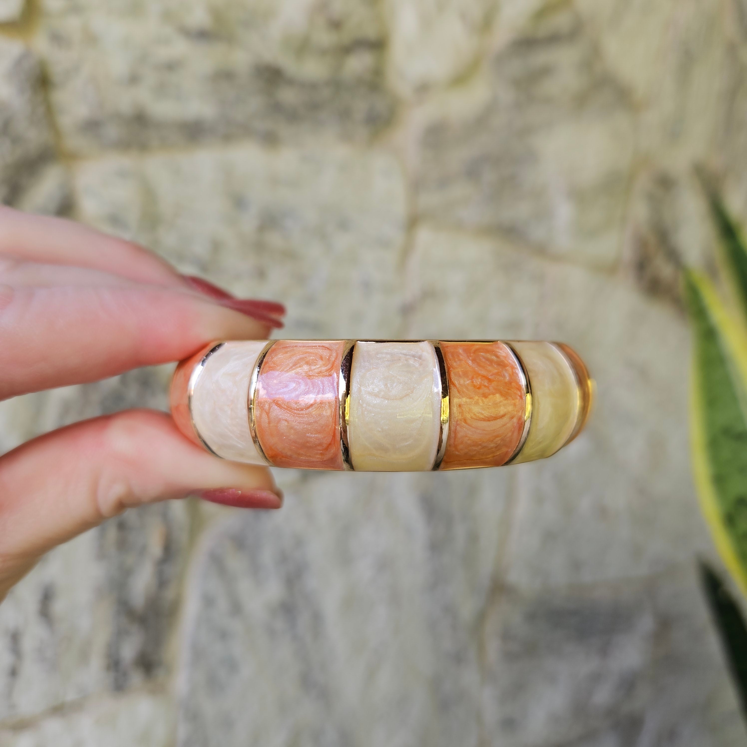 Bracelete Listras Laranja e Bege