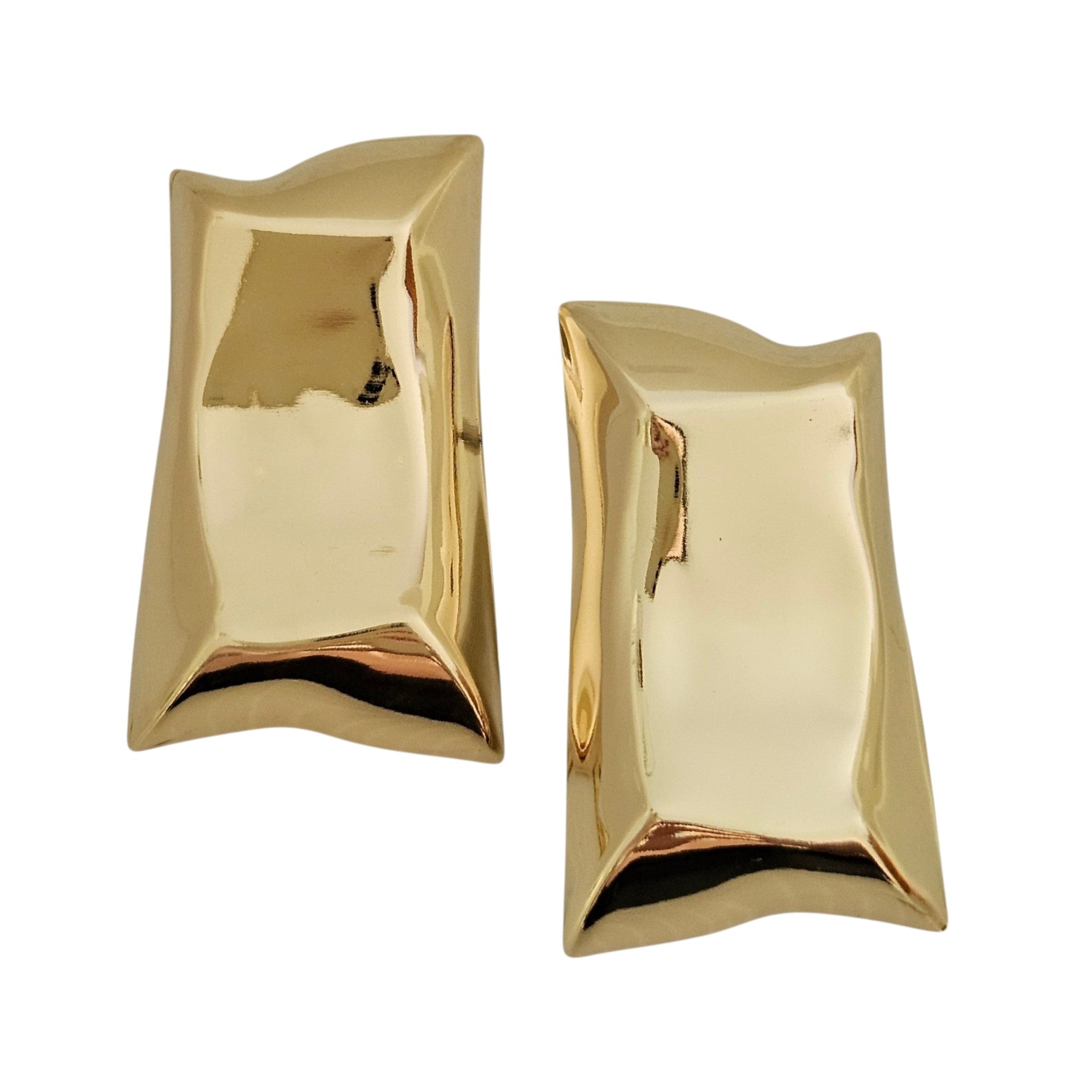 Brinco Retângulo Orgânico Dourado