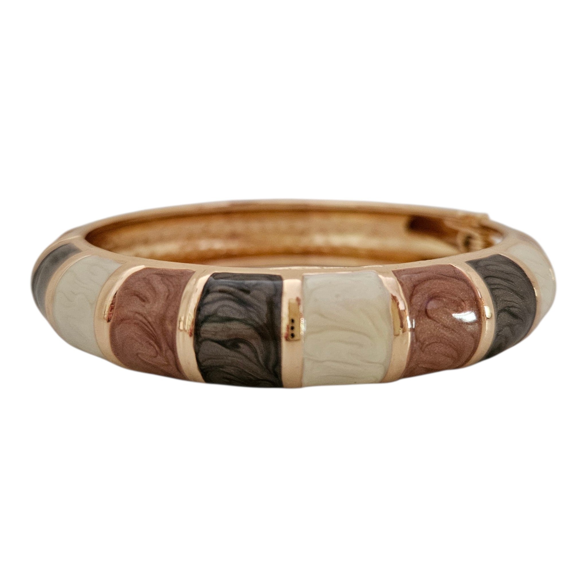 Bracelete Listras - café, marrom e pérola
