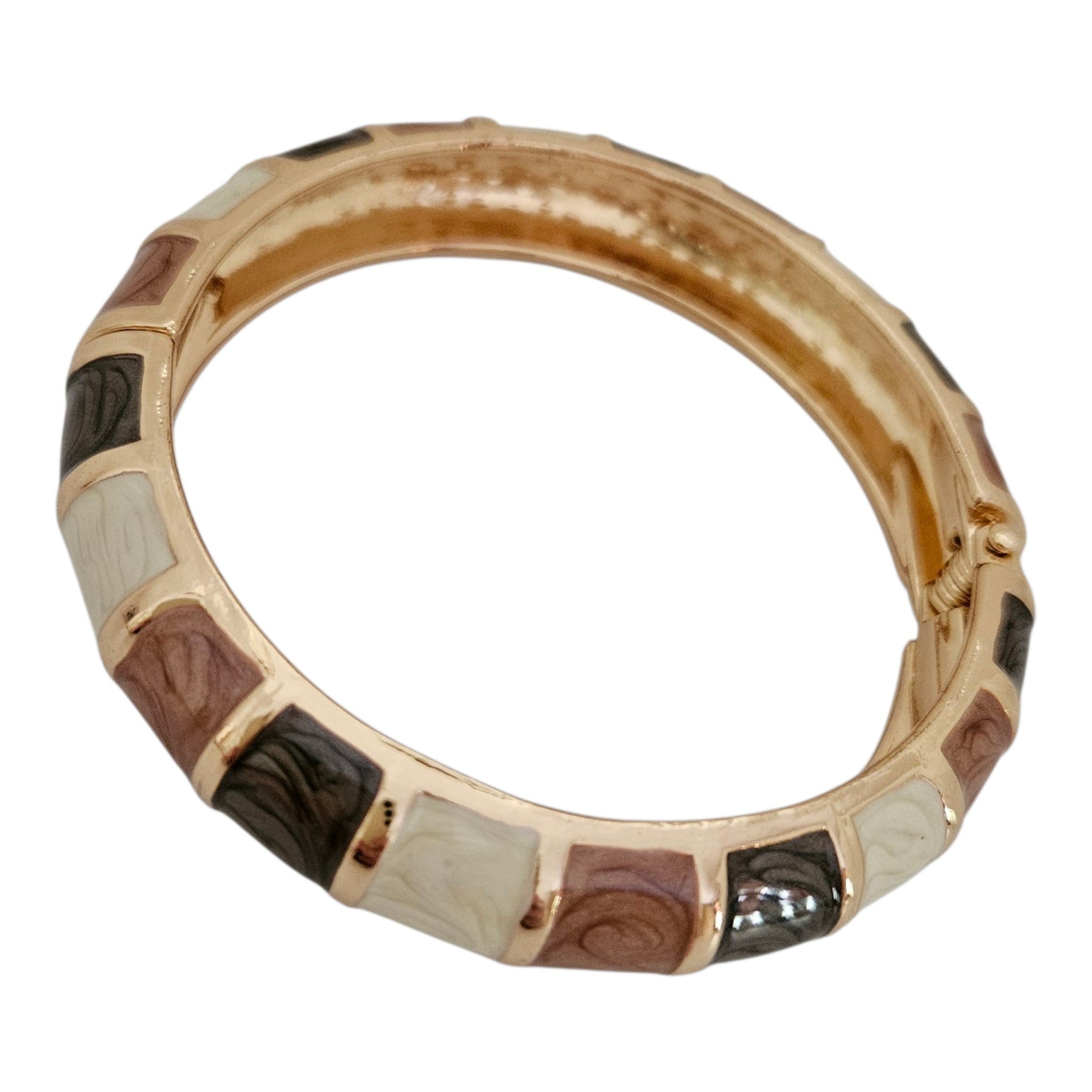Bracelete Listras - café, marrom e pérola