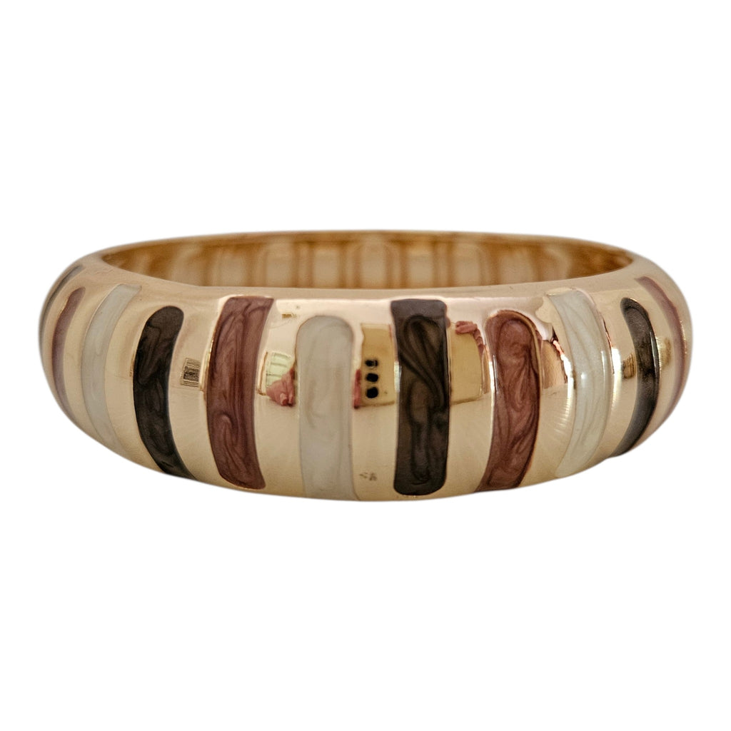 Bracelete Listras Geométricas - marrom, camel e pérola