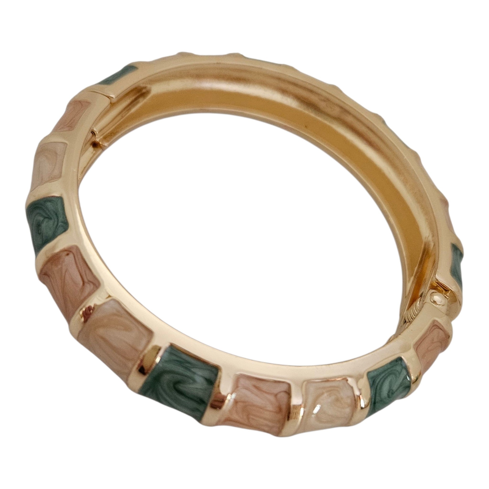 Bracelete Listras - verde, Salmão e bege