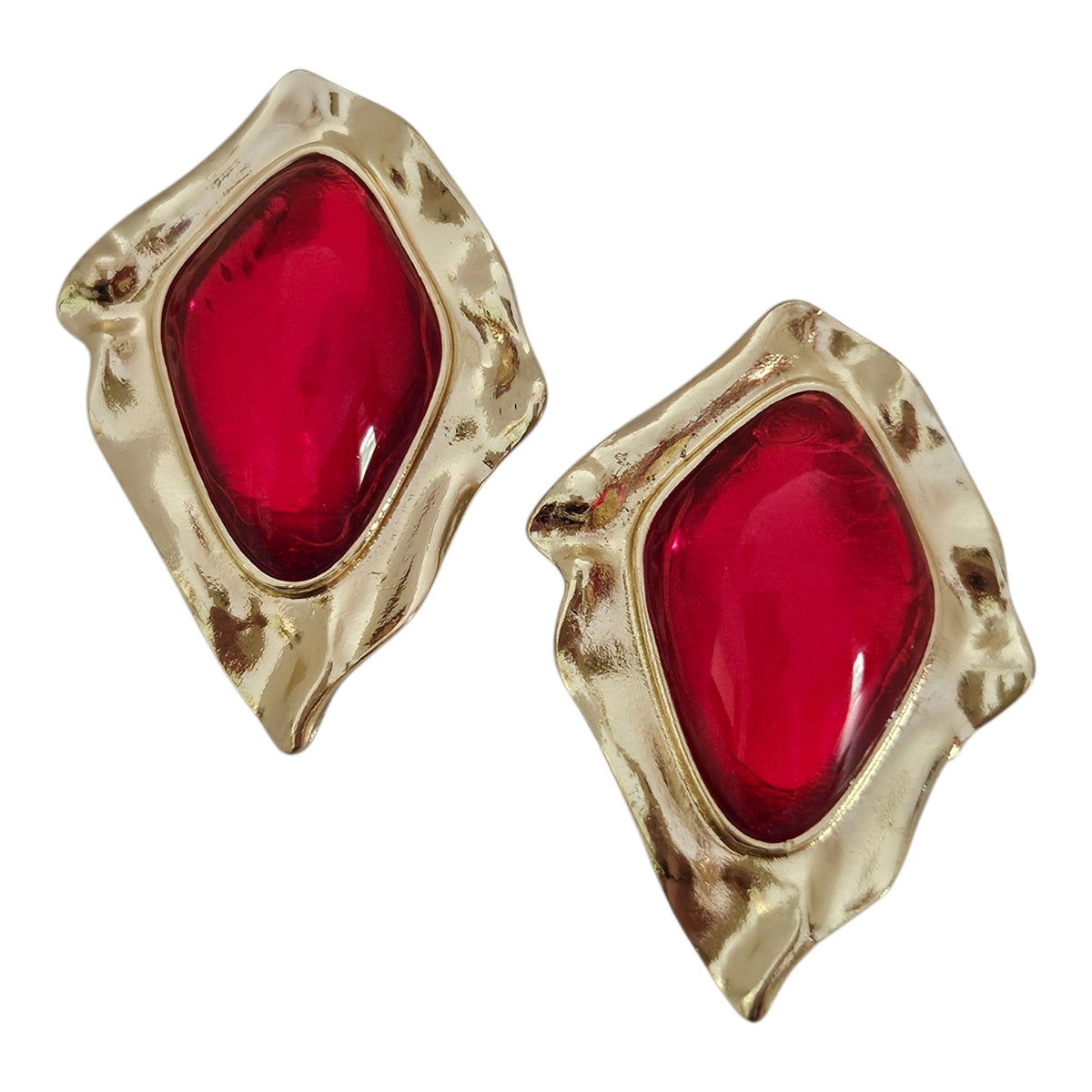 Brinco Pedra Resina Vermelho