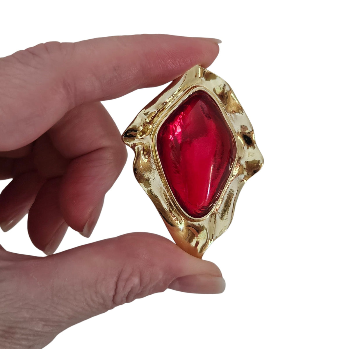 Brinco Pedra Resina Vermelho