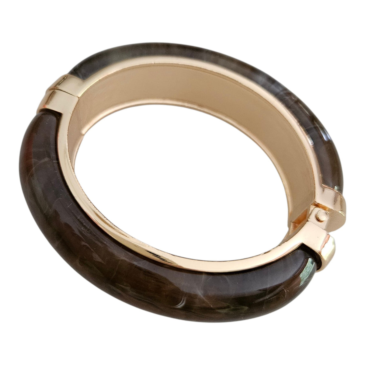Bracelete Metal e Resina - Marrom
